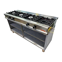 Cocina industrial a gas Cocinas Sala SCSH-400-L de 4 fuegos en línea sin horno, 180 x 60 cm