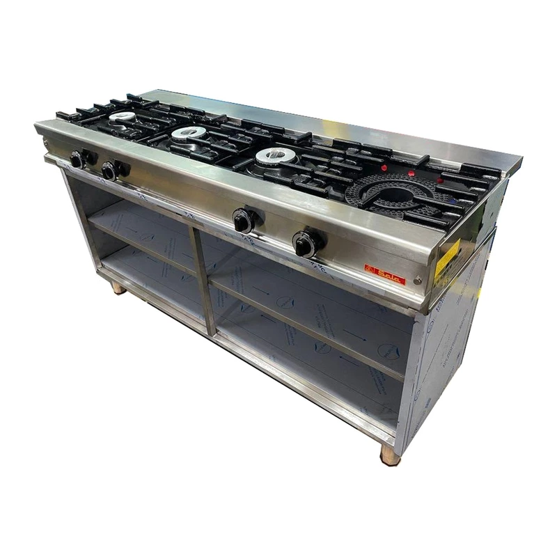 Cocina industrial a gas Cocinas Sala SCSH-400-L de 4 fuegos en línea sin horno, 180 x 60 cm