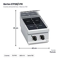Cocina vitrocerámica Bertos Macros 700 E7P2B/VTR 2 zonas de sobremesa – medidas