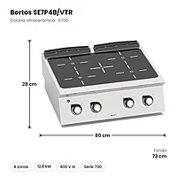 Cocina vitrocerámica Bertos S700 SE7P4B/VTR 4 zonas de sobremesa – medidas