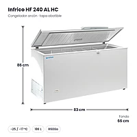 Congelador arcón con tapa abatible 186 L Infrico HF 240 AL HC – medidas