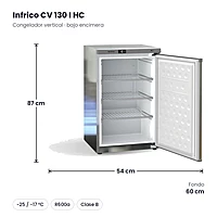 Congelador vertical bajo encimera puerta inox Infrico CV 130 I HC – medidas