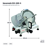 Cortadora de fiambre 220 mm Savemah CES-220-S – medidas