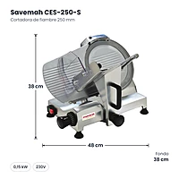 Cortadora de fiambre 250 mm Savemah CES-250-S – medidas