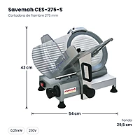 Cortadora de fiambre 275 mm Savemah CES-275-S – medidas