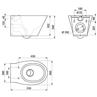 Delabie pie sienas piekarināms BCN S WC pods Delabie pie sienas piekarināms BCN S WC pods