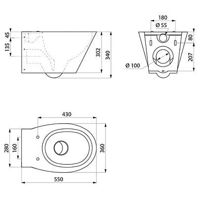 Delabie pie sienas piekarināma BCN S WC pods Delabie pie sienas piekarināma BCN S WC pods