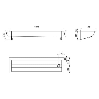 Delabie CANAL pie sienas stiprināma mazgāšanas sile 1400mm Delabie CANAL pie sienas stiprināma mazgāšanas sile 1400mm