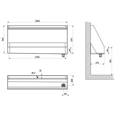 Delabie pie sienas piekarināms pisuārs Delabie pie sienas piekarināms pisuārs