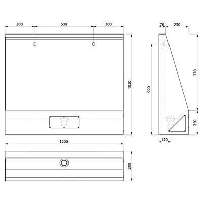Delabie LP siles pisuārs 1200mm Delabie LP siles pisuārs 1200mm