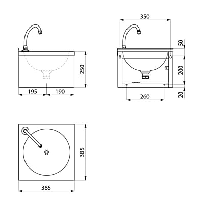 DELABIE pie sienas stiprināma SXS mehāniskā roku izlietne (182310) DELABIE pie sienas stiprināma SXS mehāniskā roku izlietne (182310)