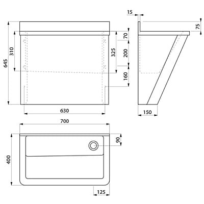 Delabie Surgical scrub-up trough with low upstand Delabie Surgical scrub-up trough with low upstand