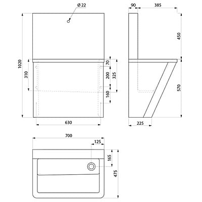 Delabie Surgical scrub-up trough with high upstand Delabie Surgical scrub-up trough with high upstand