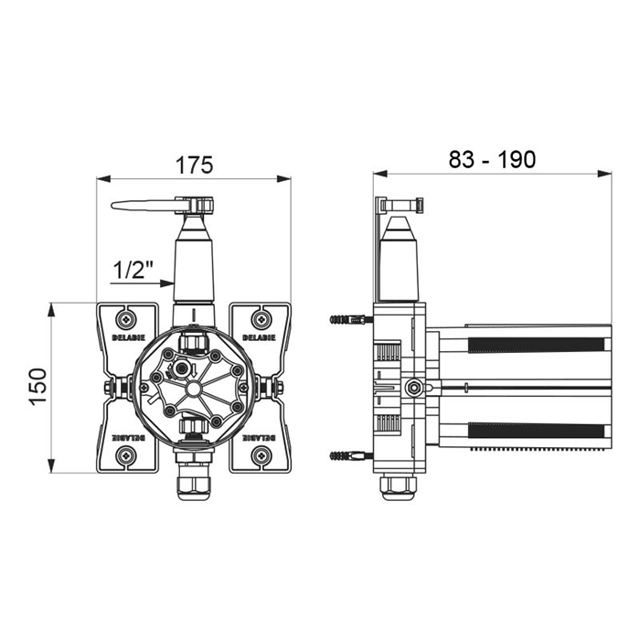 DELABIE padziļināts ūdensnecaurlaidīgs korpuss pisuāra vārstam TEMPOMATIC 4 (430SBOX) DELABIE padziļināts ūdensnecaurlaidīgs korpuss pisuāra vārstam TEMPOMATIC 4 (430SBOX)