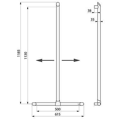 Delabie Be-line® T veida dušas satvērējs ar bīdāmu vertikālu sliedi Delabie Be-line® T veida dušas satvērējs ar bīdāmu vertikālu sliedi