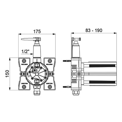 Delabie pisuāra vārsts Padziļinātā ūdensnecaurlaidīgā korpusā TEMPOFLUX Delabie pisuāra vārsts Padziļinātā ūdensnecaurlaidīgā korpusā TEMPOFLUX