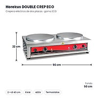 Crepera eléctrica doble Horekus DOUBLE CREP ECO con 2 placas Ø 40 cm – medidas
