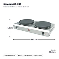 Crepera eléctrica doble Sammic CE-235 2 placas de 35 cm – medidas