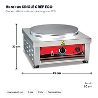Crepera eléctrica Horekus SINGLE CREP ECO con placa Ø 40 cm – medidas