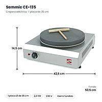 Crepera eléctrica simple Sammic CE-135 1 placa de 35 cm – medidas