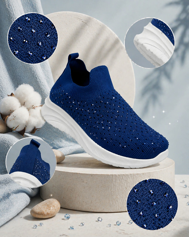 Basket confort à strass tissus à toile Blanche ou Bleu Jean