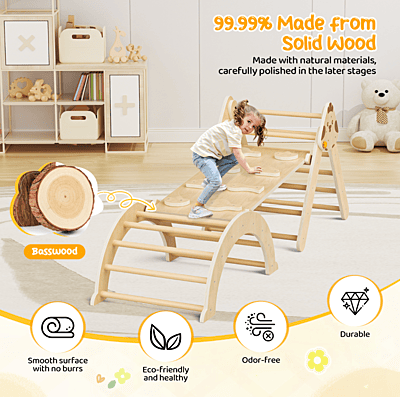 Многофункционален комплект за катерене 7в1 - Триъгълник на Пиклер, арка и рампа с дизайн Пиленце