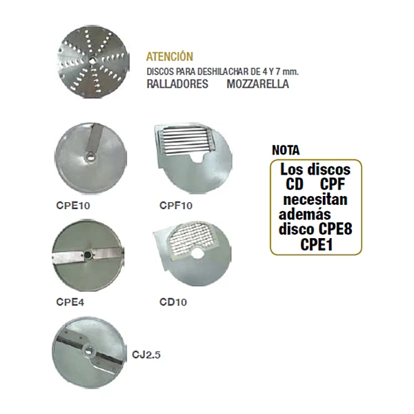 Disco para cortar en dados 10 × 10 mm para cortaverduras TALG-V Savemah CD10