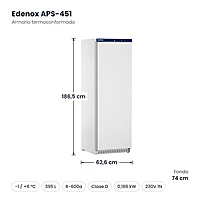 Medidas: Armario termoconformado Edenox APS-451: 62,6 x 74 x 186,5 cm