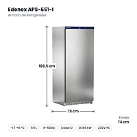Medidas: Armario de Refrigerador Edenox APS-651-I: 78 x 74 x 186,5 cm