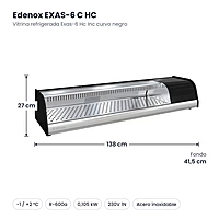 Medidas: Vitrina refrigerada Exas-6 Hc Inc curvo negro Edenox EXAS-6 C HC: 138 x 41,5 x 27 cm