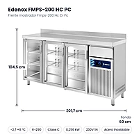 Medidas: Frente mostrador Fmps-200 Hc Cr Pc Edenox FMPS-200 HC PC: 201,7 x 60 x 104,5 cm
