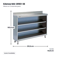 Medidas: Mesa con 2 estantes para Edenox MA-2060-2E: 201,6 x 59,8 x 103,4 cm