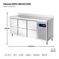 Medidas: Mesa refrigerada Edenox MPG-180 HC HHH: 179,2 x 70 x 85 cm