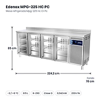 Medidas: Mesa refrigerada Mpg-225 Hc Cr Pc Edenox MPG-225 HC PC: 224,2 x 70 x 85 cm
