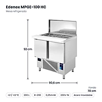 Medidas: Mesa refrigerada Edenox MPGE-100 HC: 90,6 x 70 x 92 cm