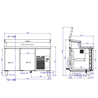 Mesa refrigerada Mpge2-135-I Hc Gn1/4 230V 1N 50Hz – vista de detalle 1