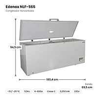 Medidas: Congelador Horizontales Edenox NLF-565: 180,4 x 69,5 x 94,5 cm