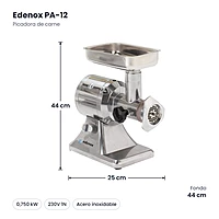 Medidas: Picadora de carne Edenox PA-12: 25 x 44 x 44 cm