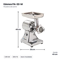 Medidas: Picadora de carne Edenox PA-22-M: 30 x 49 x 48 cm