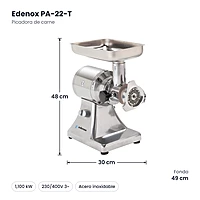 Medidas: Picadora de carne Edenox PA-22-T: 30 x 49 x 48 cm