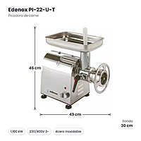Medidas: Picadora de carne Edenox PI-22-U-T: 49 x 30 x 46 cm