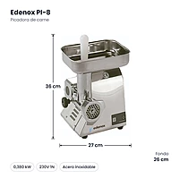 Medidas: Picadora de carne Edenox PI-8: 27 x 26 x 36 cm