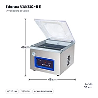 Medidas: Envasadora al vacío Edenox VAKSIC-8 E: 48 x 36 x 40 cm