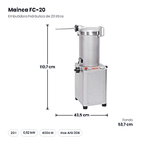 Embutidora hidráulica Mainca FC-20 de 20 litros, trifásica – medidas