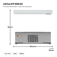 Enfriador de botellas 100 cm exterior blanco 200 L Infrico EFP 1000 EG – medidas