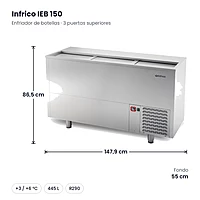 Enfriador de botellas 148 cm inox 445 L Infrico IEB 150 – medidas