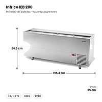 Enfriador de botellas 195 cm inox 620 L Infrico IEB 200 – medidas