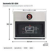 Envasadora al vacío Sammic SE-204 bomba 4 m³/h – medidas