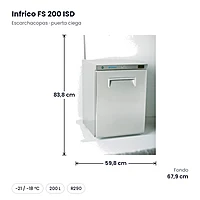 Escarchacopas con puerta ciega 200 L Infrico FS 200 ISD – medidas