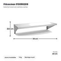 Estante mural inox con cartelas rectas 60 x 40 cm Fricosmos – medidas